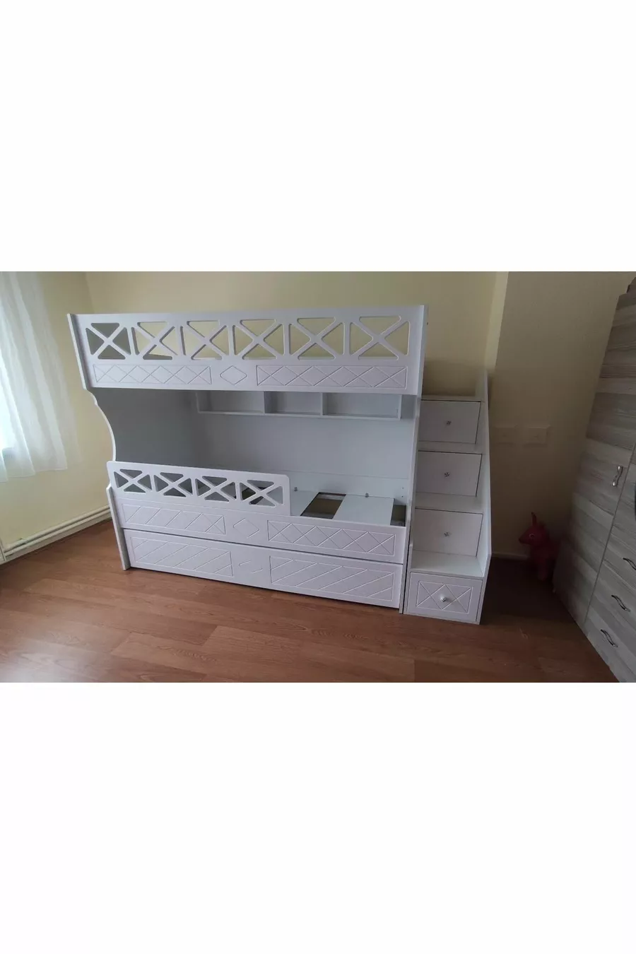 Lit superposé pour enfants modèle à motif blanc