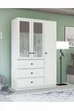 Gm  Ece Lüx Armoire 3 Portes 3 Tiroirs avec Miroir et Poignées Bouton