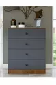 Commode GM Almina 4 tiroirs avec poignées boutons en gris anthracite-noisette