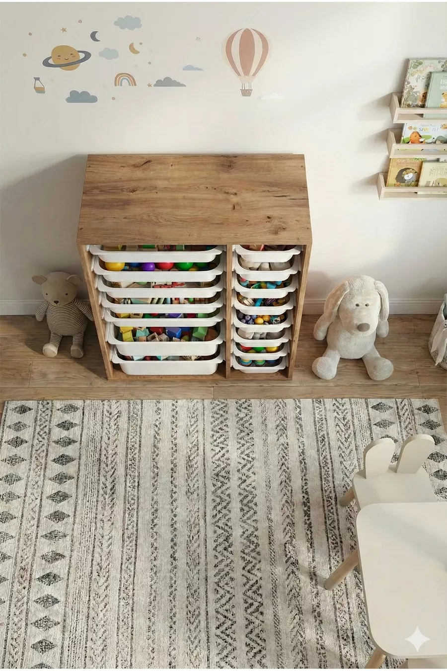 Armoire à Jouets Polyvalente avec Tiroirs et Unité de Rangement – Organisateur de Chambre d’Enfant avec Étiquette Cadeau