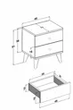 Table de chevet Cordoba en bois avec tiroirs blanc brillant et marron pour chambre à coucher