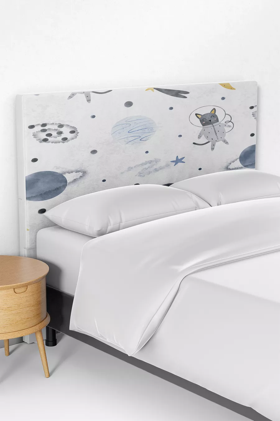 Housse de tête de lit pour enfant avec motif astronaute chat et espace