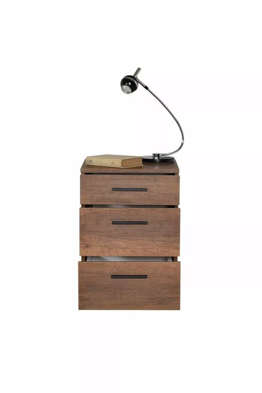 Table de chevet Trendline à 3 tiroirs - noyer foncé (noyer Oslo) Cm (l x P x H)