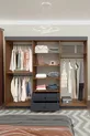 GM  ARMİNA Armoire 6 portes 2 tiroirs avec miroir, couleur noyer anthracite gris, poignées boutons