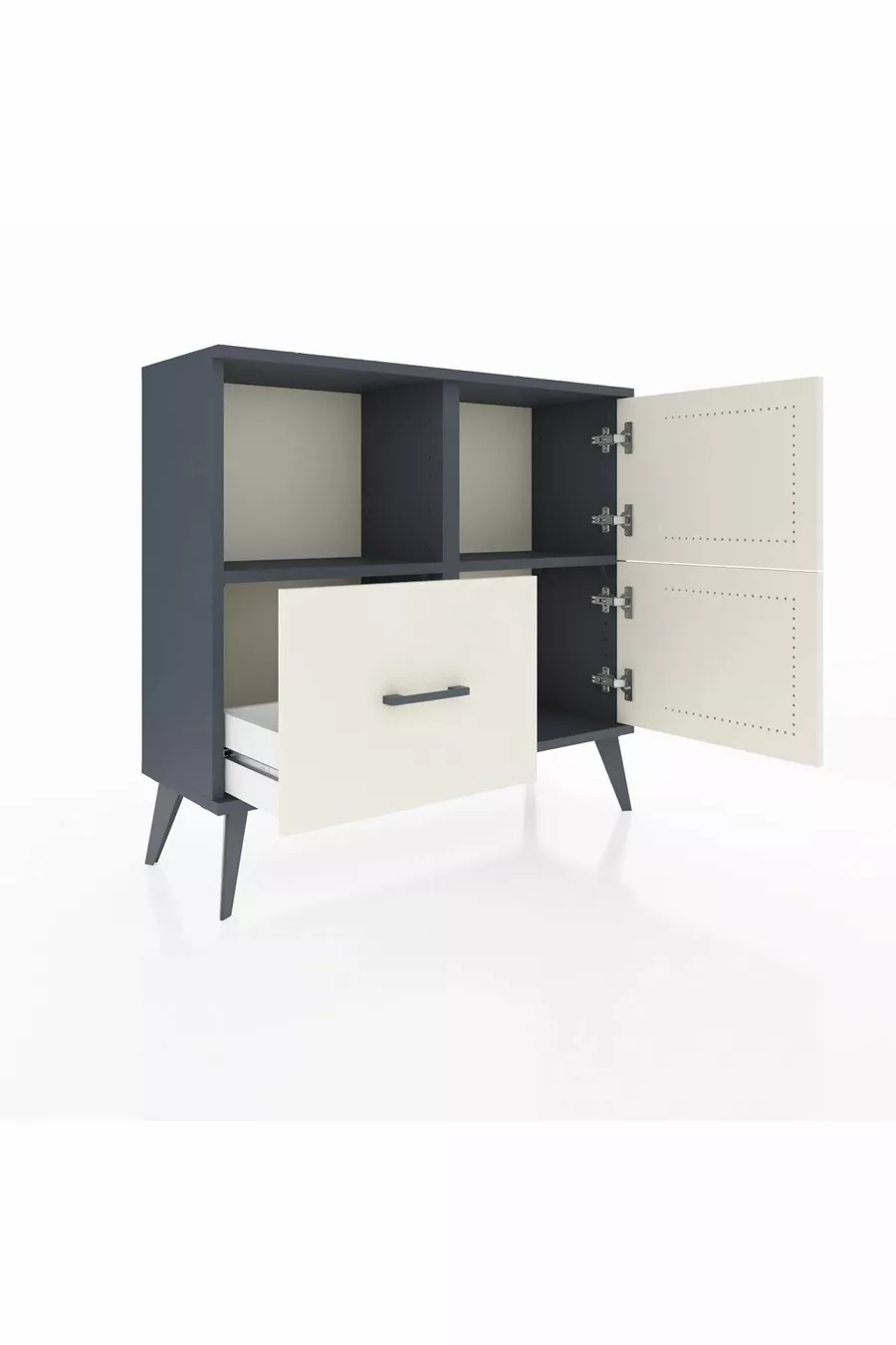 Commode Arges 2 étagères, 1 tiroir, 2 portes, Anthracite-Pierre de lune