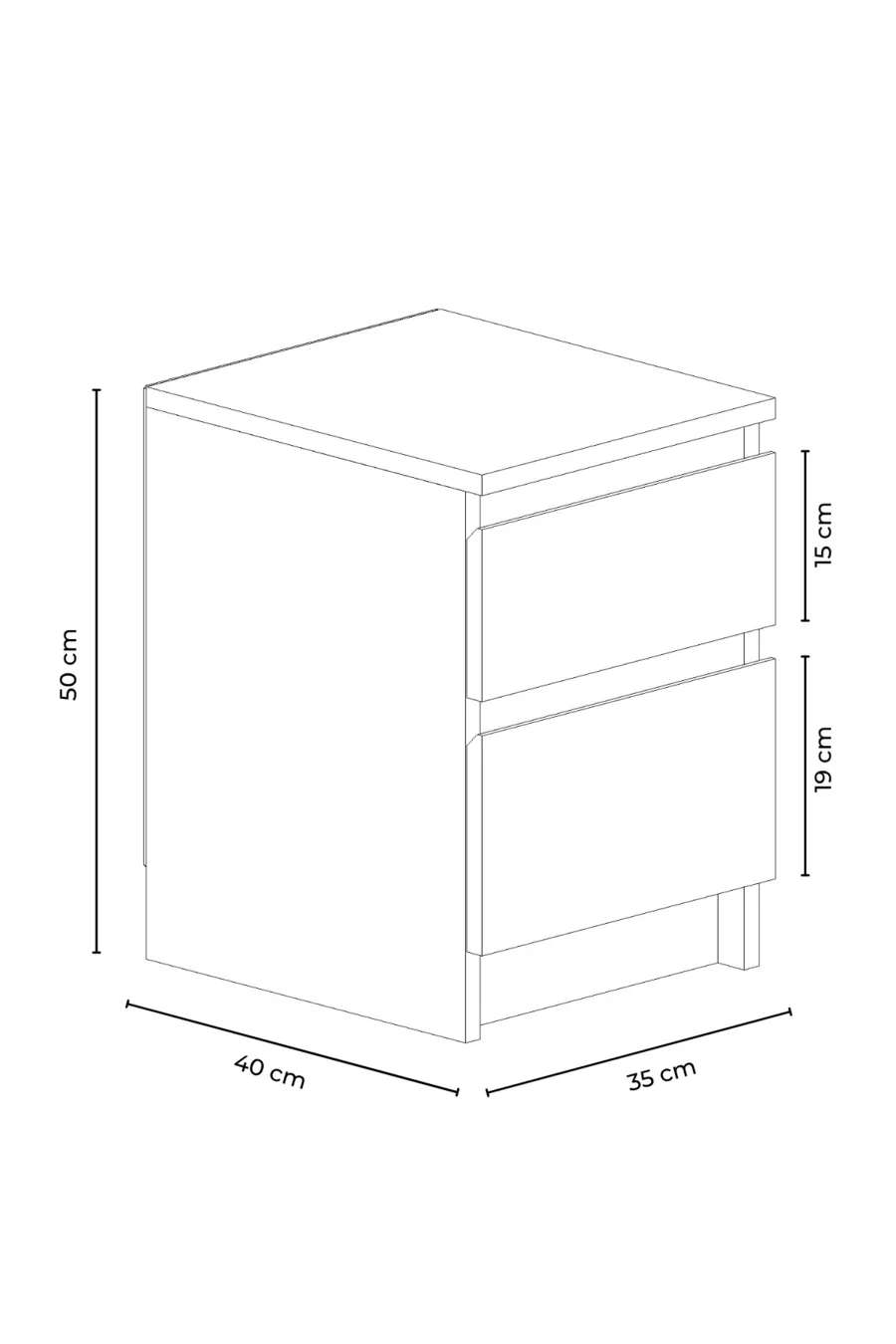 Table de chevet Derinkuyu à 2 tiroirs pour chambre à coucher, chambre de bébé, chambre d'adolescent, anthracite