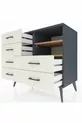 Commode Hyperion 2 étagères 6 tiroirs Anthracite-Pin/Pierre de Lune