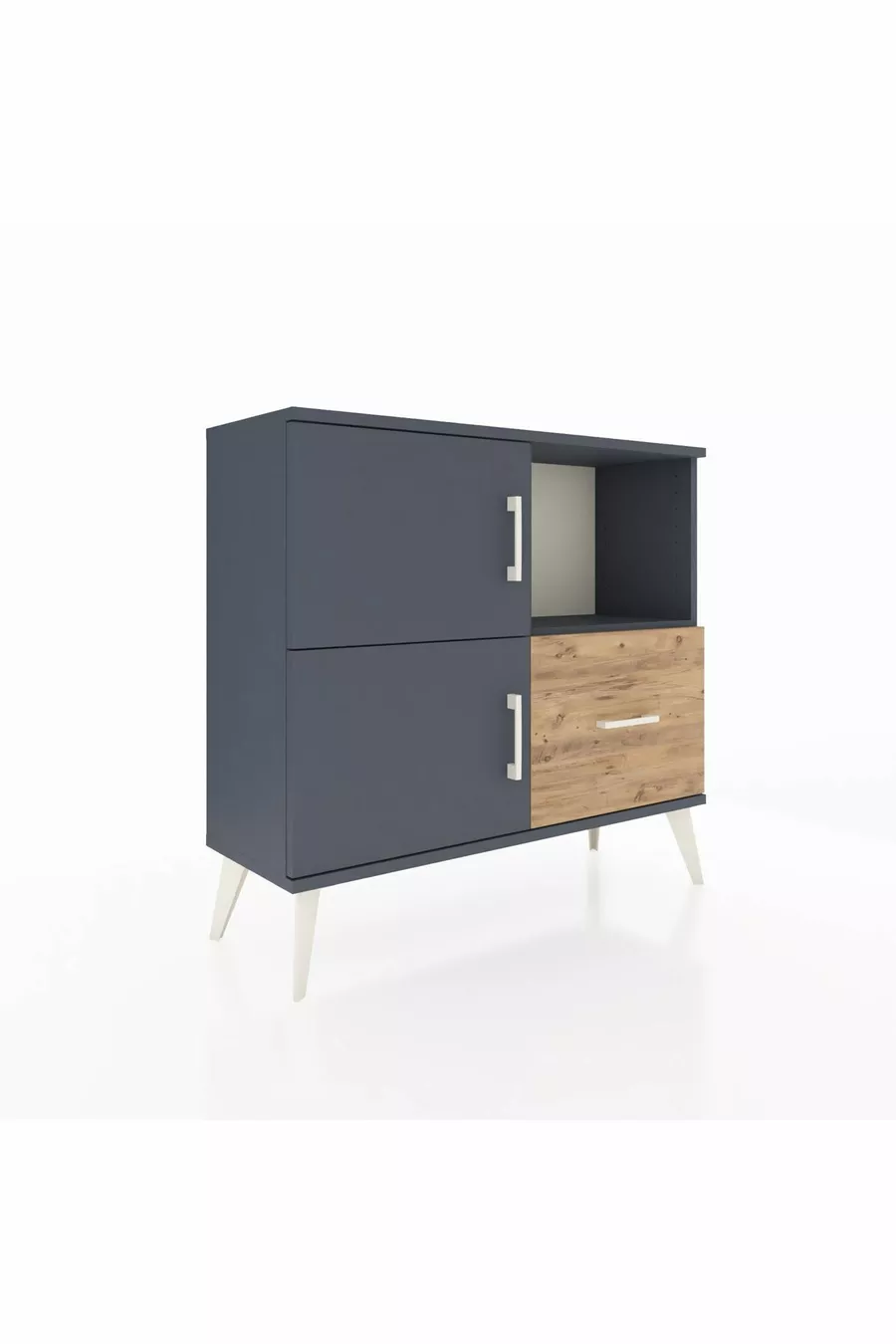 Commode Arges avec 2 étagères, 1 tiroir, 2 portes Anthracite-Anthracite/Sapin