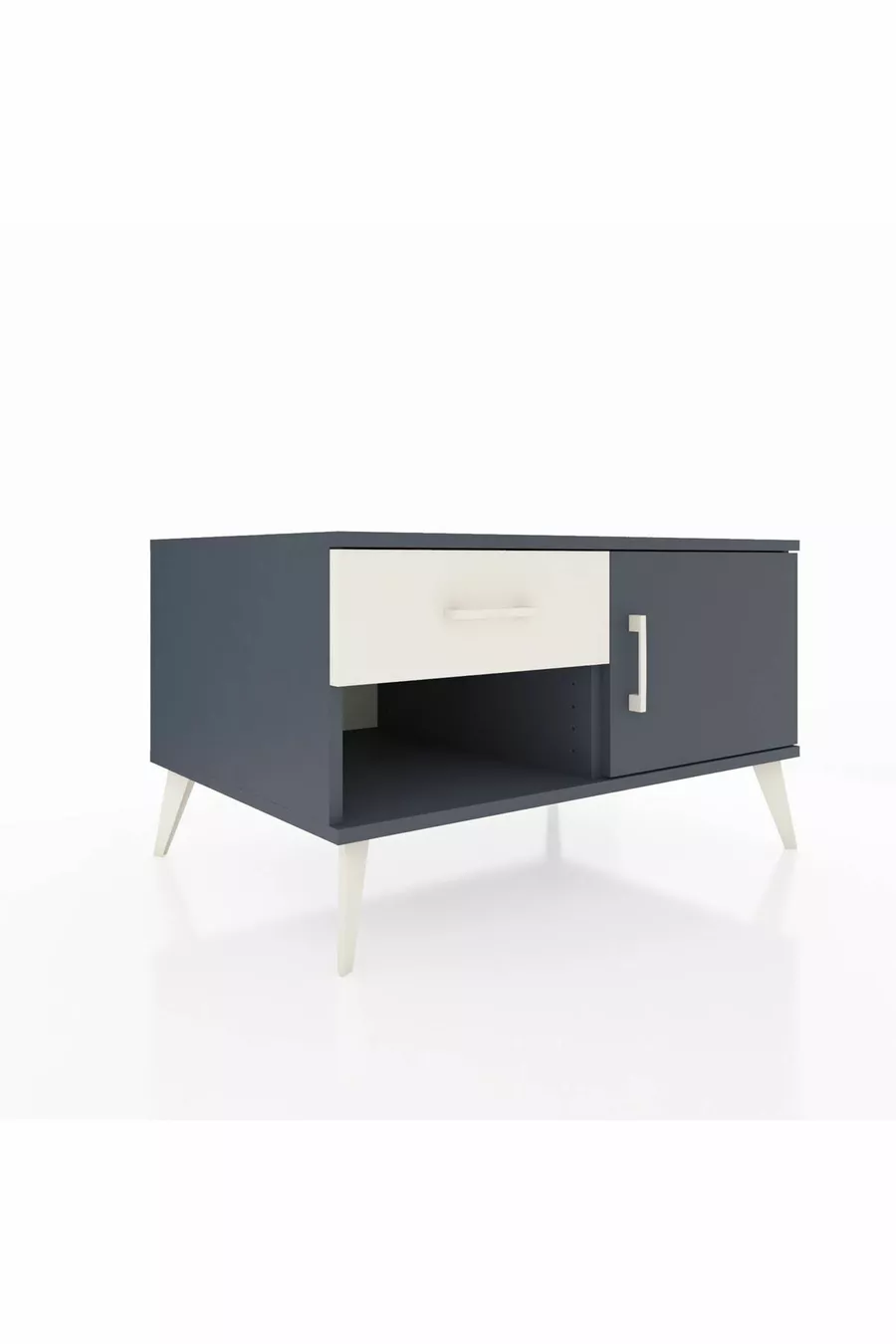Commode Kronos avec une seule étagère, un tiroir et une porte, Anthracite-Anthracite/Gris pierre