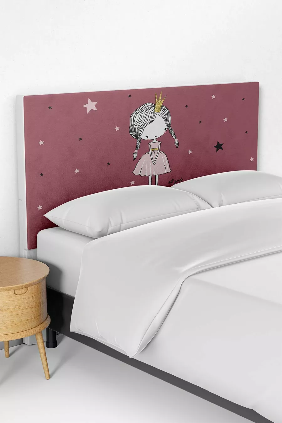 Housse de tête de lit et sommier pour chambre d'enfant à motif princesse