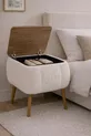 Table de chevet Lina Sandıklı, table de chevet moderne avec pieds en bois recouverte de tissu Teddy