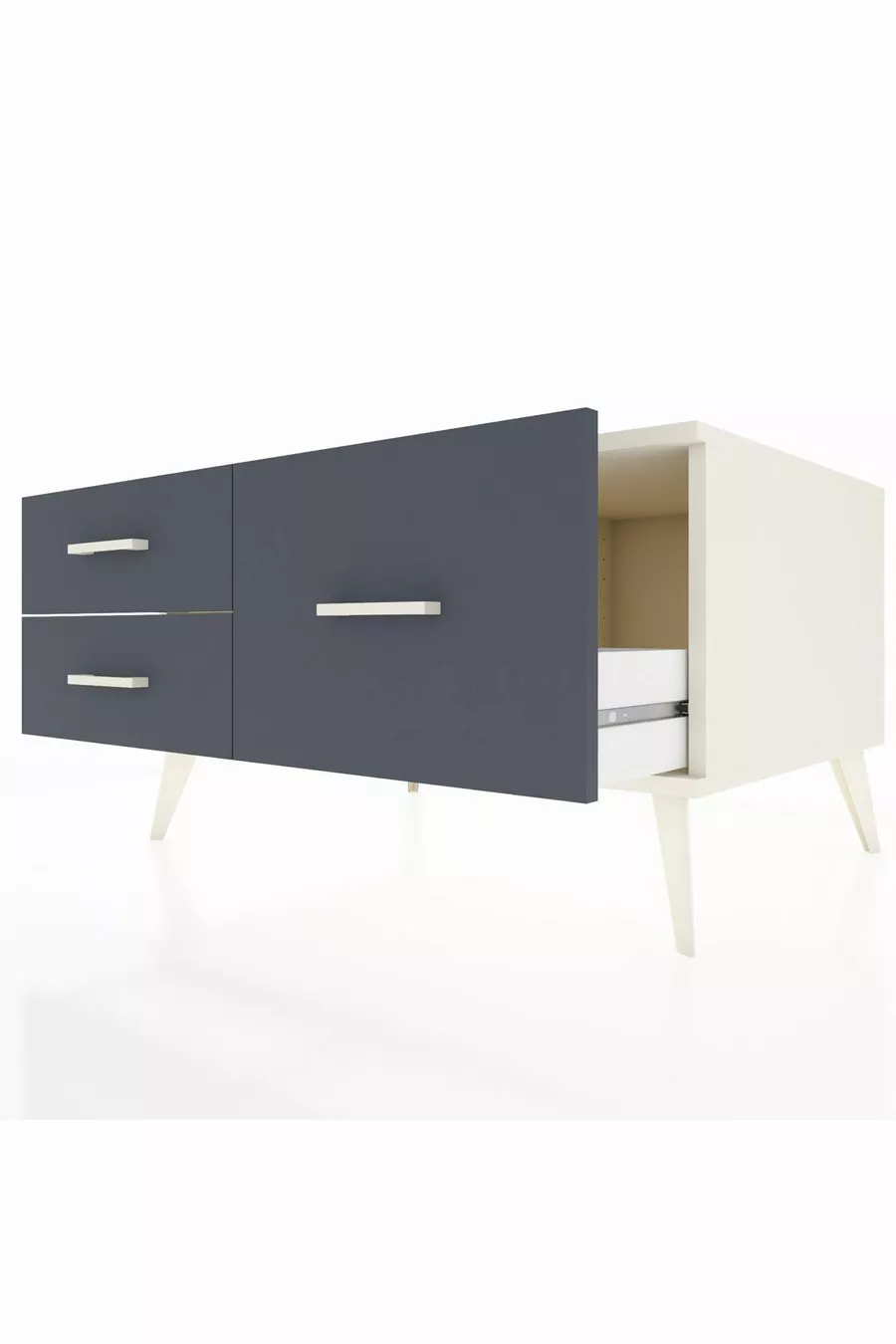 Commode Kronos 3 étagères Pierre de lune / Anthracite