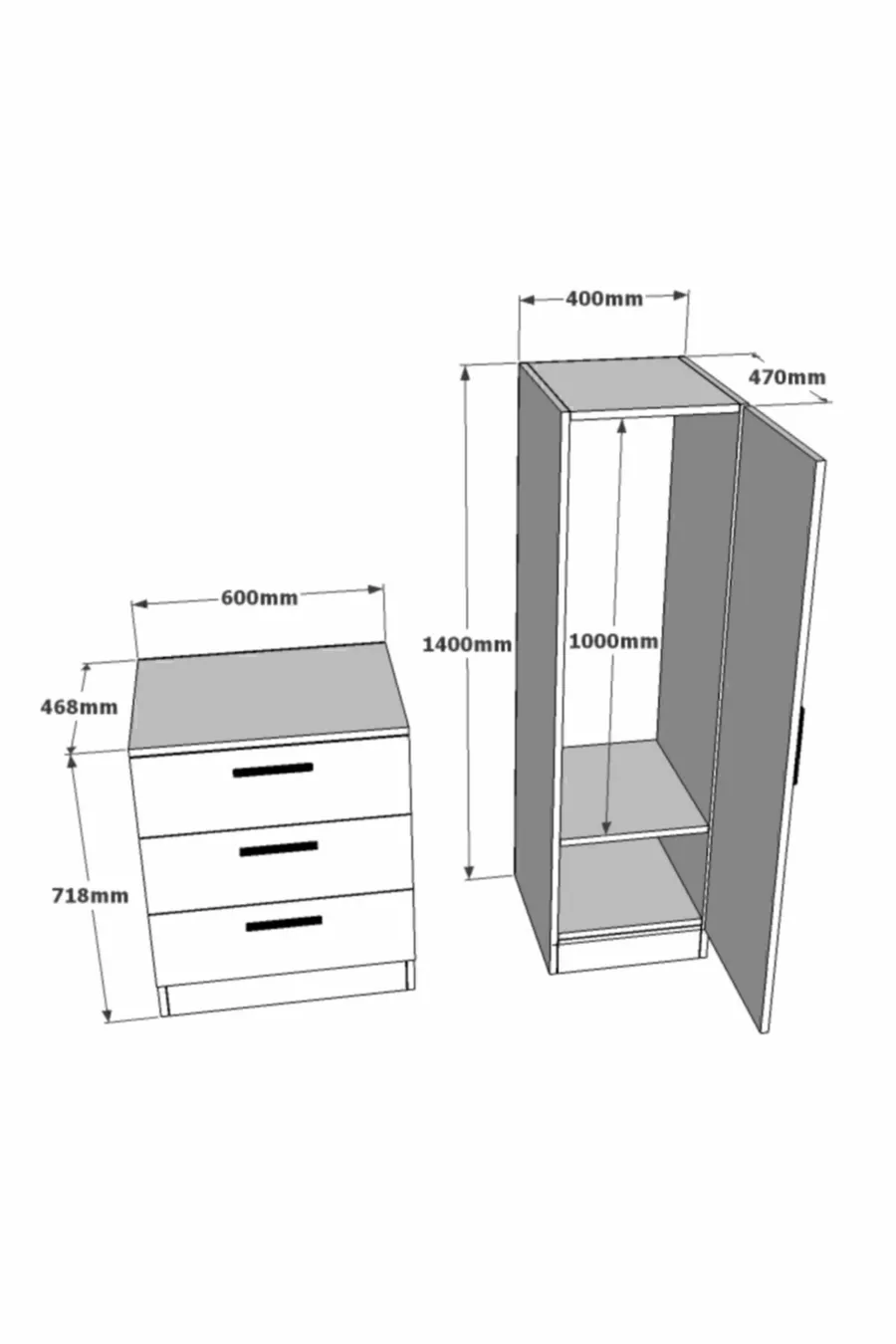 Commode miroir Oswin Armoire Blanc -W