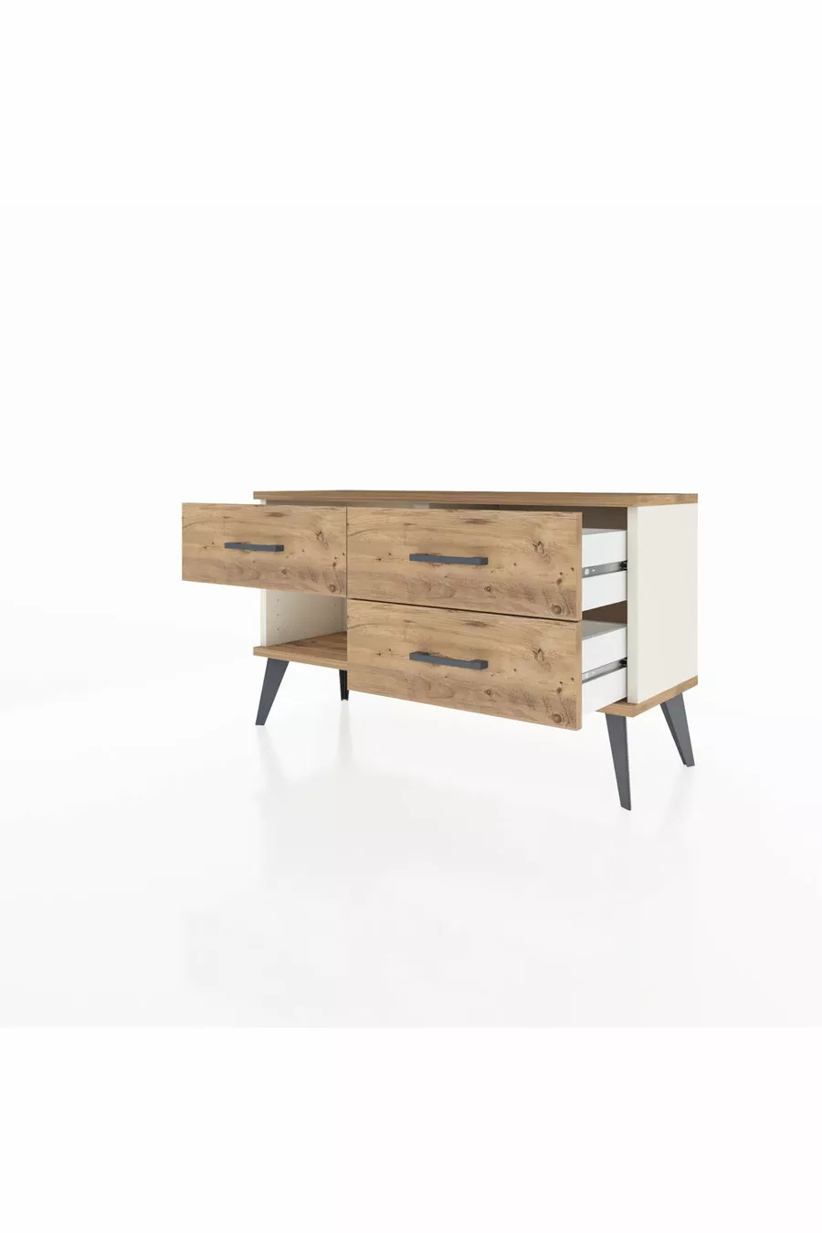 Commode Arges à 3 tiroirs Pierre de lune-Pin
