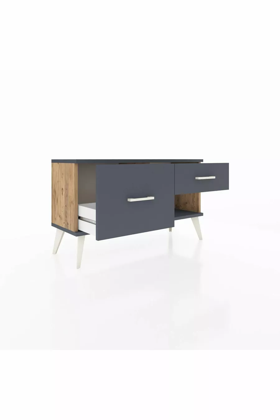 Commode Arges 2 tiroirs Pin-Anthracite
