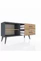 Commode Arges à une étagère et 2 tiroirs Anthracite-Pin