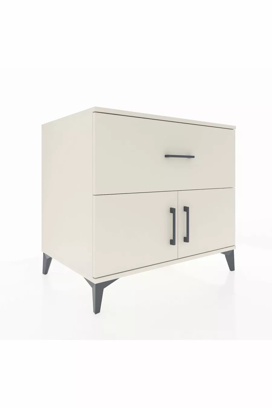 Commode Kronos à une étagère, un tiroir et deux portes, Pierre de lune-Pierres de lune