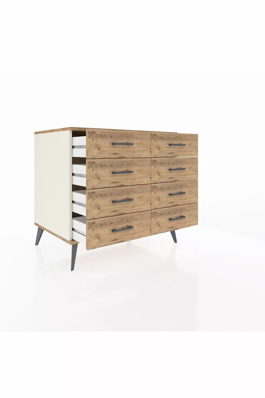 Commode Kronos 8 tiroirs Pierre de lune-Pin
