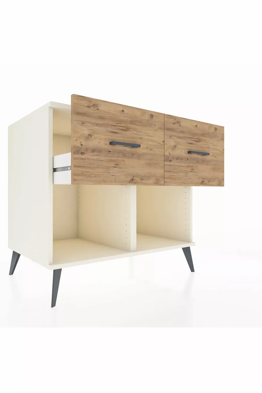 Commode Kronos 2 tiroirs Pierre de lune/Pin