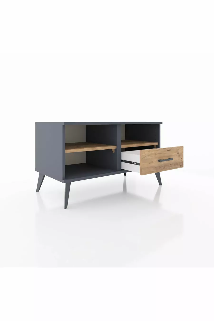 Commode Hyperion 2 étagères 1 tiroir Anthracite-Épicéa