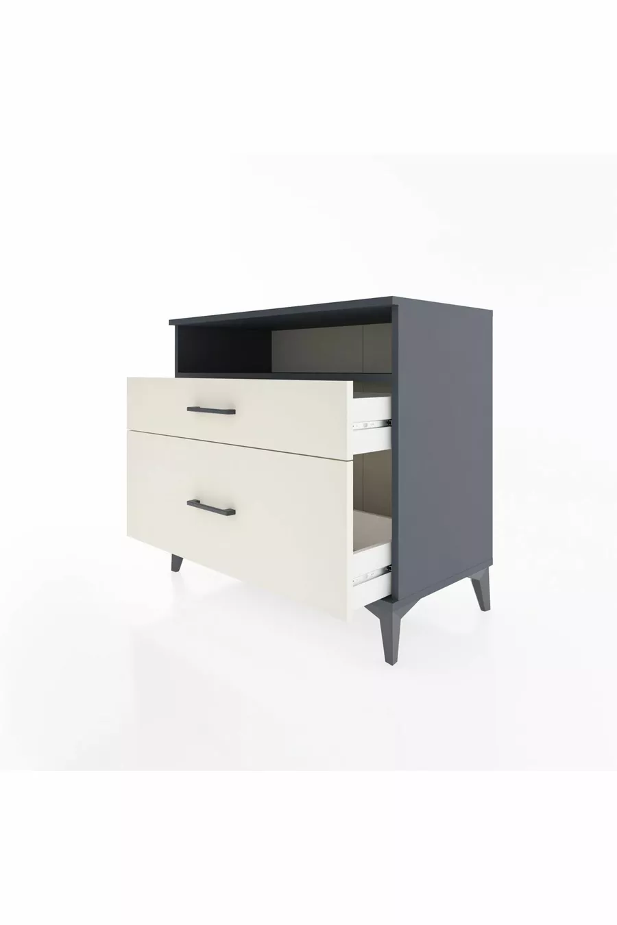 Commode Hyperion à une étagère et 2 tiroirs Anthracite-Pierre de Lune