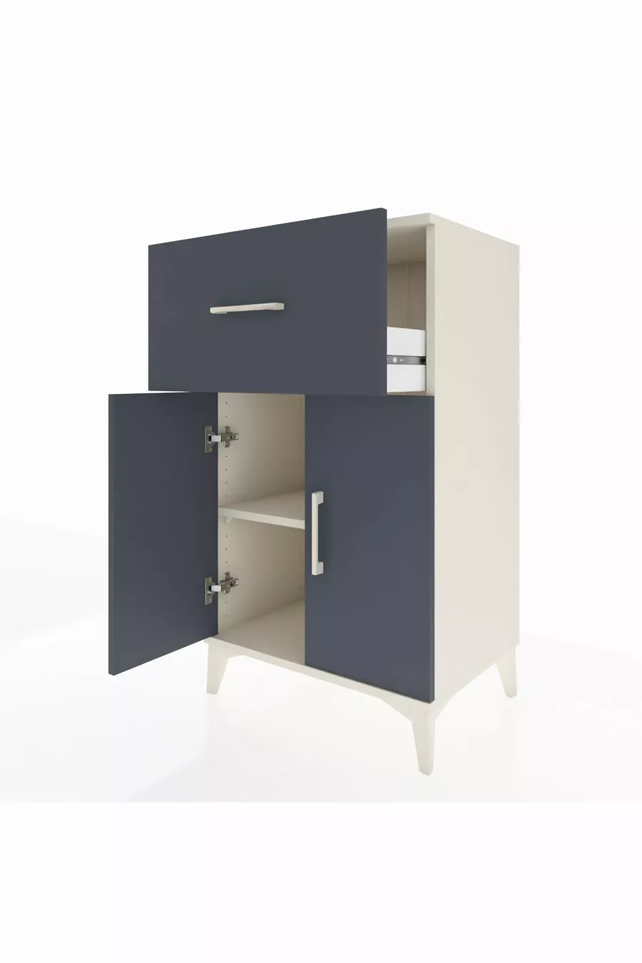 Commode Hyperion à une étagère, un tiroir et deux portes, en pierre de lune-anthracite