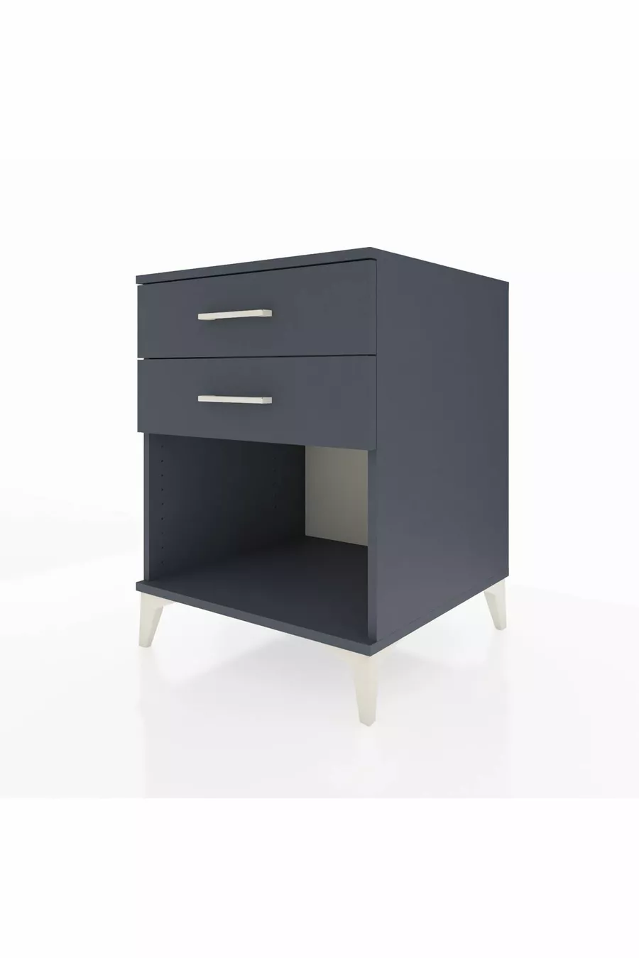 Table de chevet Kronos à 2 tiroirs Anthracite-Anthracite