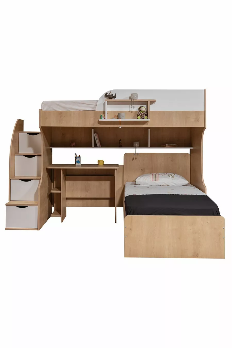 Lits superposés, Lit Aura Ranza avec table et 2 matelas Comfort