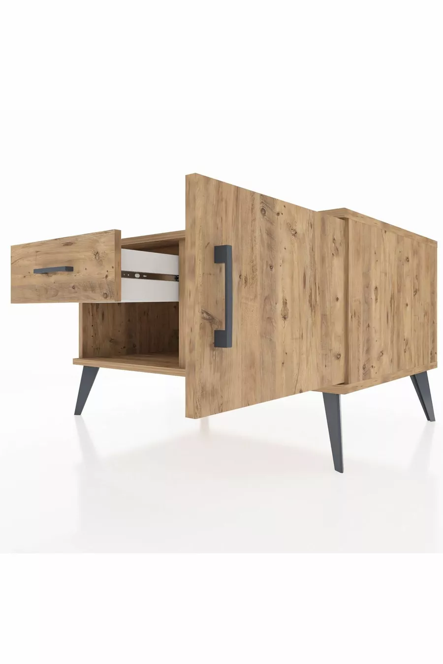 Commode Kronos à une étagère, un tiroir et une porte en pin