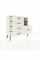 Commode Arges 2 étagères 5 tiroirs Nacré-Anthracite/Nacré