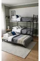 Lit superposé moderne avec étoiles, compatible avec lit, pour 3 personnes, lit superposé en métal noir