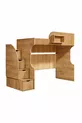 Lit superposé, litera avec armoire et bureau, noyer clair, 1 matelas Comfort