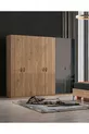 Ensemble de chambre à coucher İzgi (6 armoires en bois avec portes + commode + table de chevet + lit)