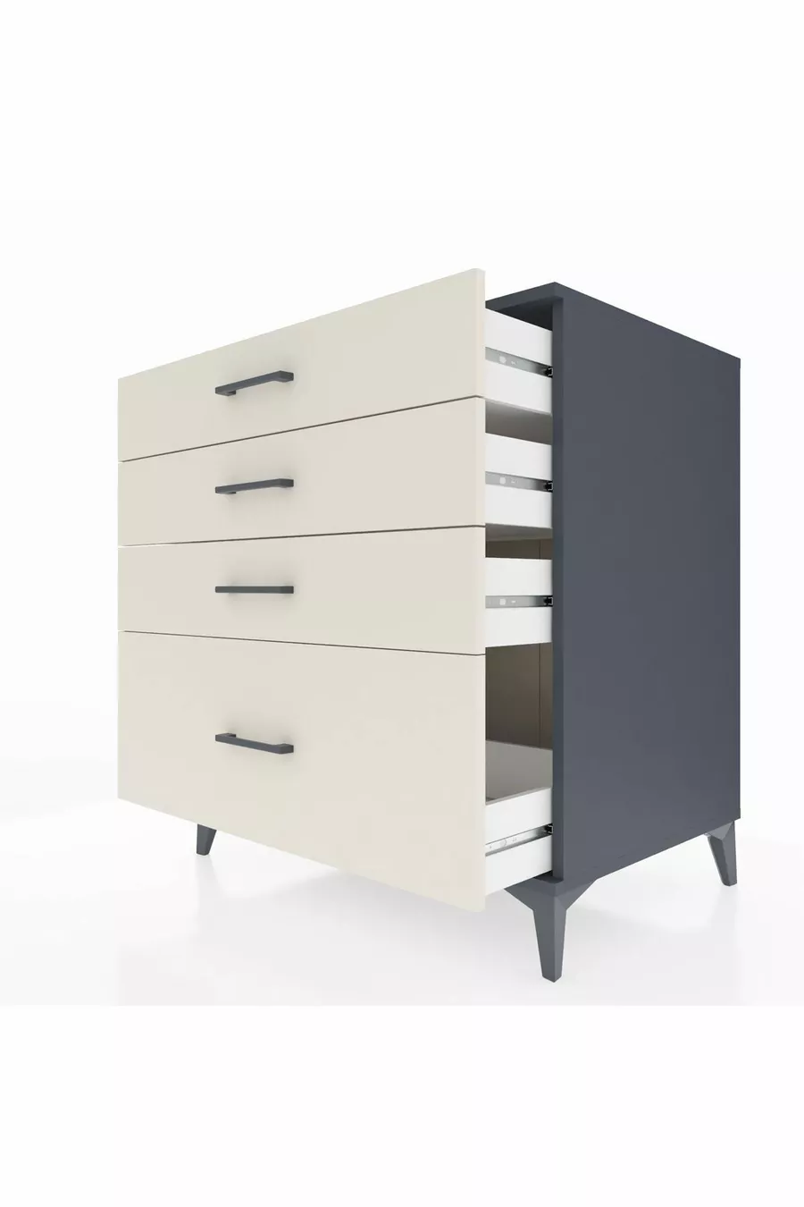 Commode Kronos 4 tiroirs Anthracite-Pierre de lune