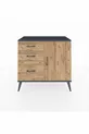 Commode Hyperion à une étagère, 3 tiroirs et une porte, Anthracite-Bois de pin