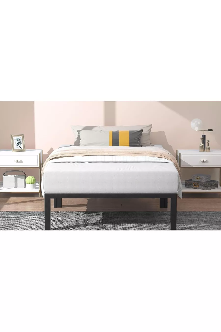 ÖZGÖK TARIM Lit en métal, Lit en métal CNS couleur noire, Simple et double, Options de taille