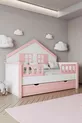 % Lit Montessori pour enfants en MDF avec tiroirs, rose