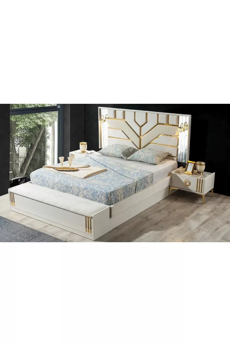 Ensemble de chambre à coucher Lora avec crème