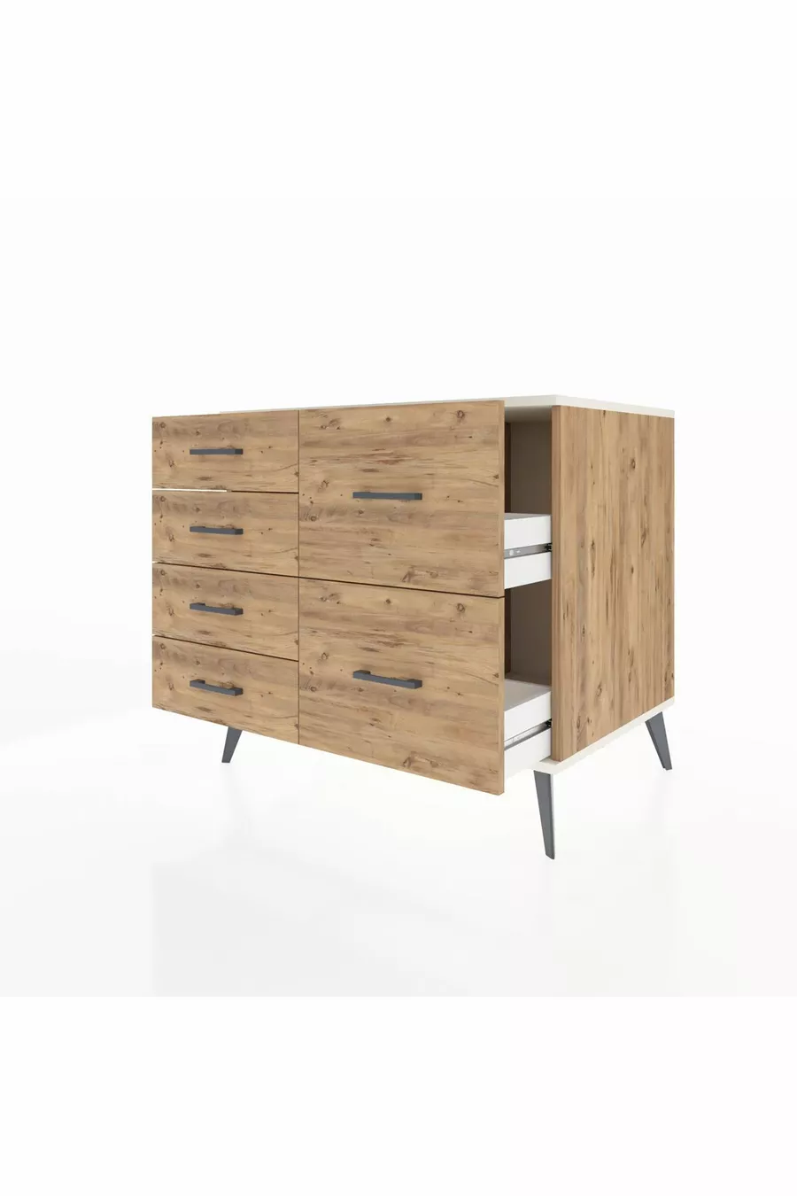 Commode Kronos 6 tiroirs Pin-Pierre d'ardoise/Pin