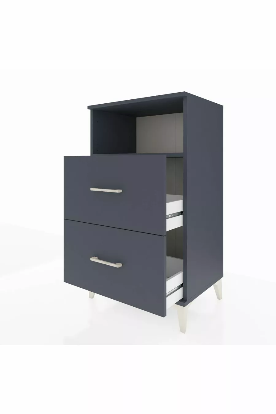 Chevet Hyperion à une étagère et deux tiroirs Anthracite-Anthracite