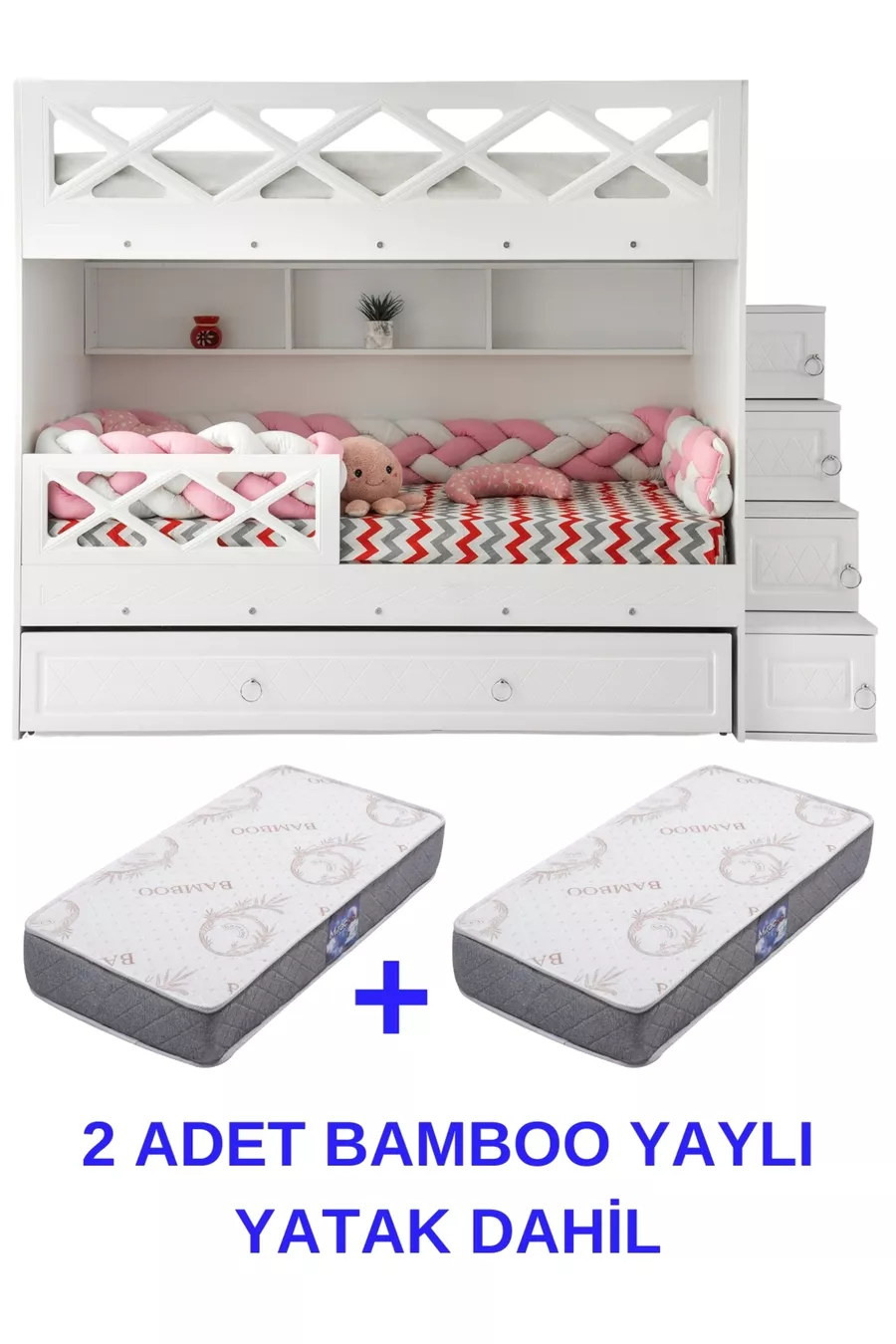 Mars Ranza / 2 lits superposés avec ressorts en bambou inclus / MDF à 100 %