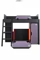 Chambre de joueur avec lits superposés, lit superposé Gamer avec LED, bureau, armoire et 2 matelas confort