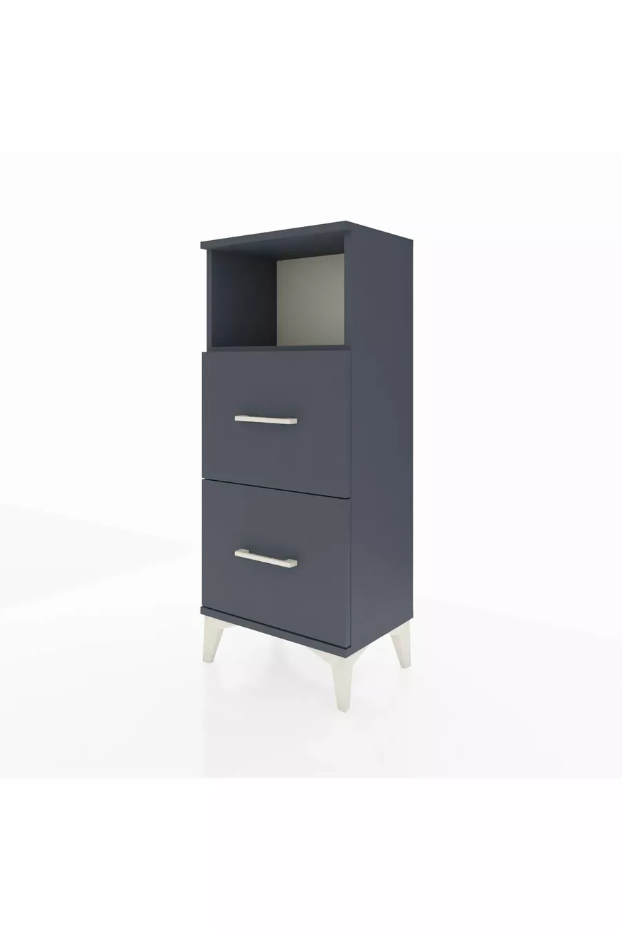 Chevet Arges à une étagère et 2 tiroirs Anthracite-Anthracite