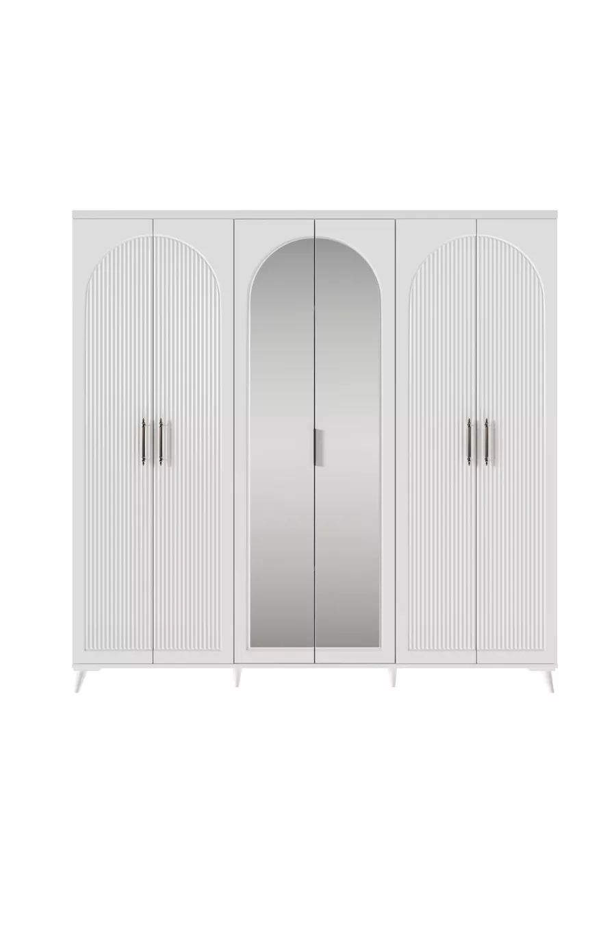 - Montage gratuit - Ensemble complet de chambre à coucher en MDF blanc Oslo à 6 portes