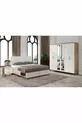 Ensemble de chambre à coucher en MDF complet Paris à 6 portes, pin Atlantique blanc (avec sommier)