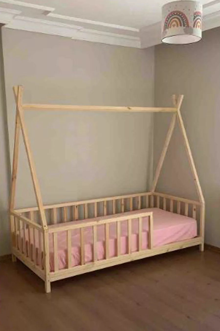 Lit Montessori pour bébé et enfant unisexe en bois naturel