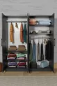  ARENA ARMOIRE GRIS ANTHRACITE 4 PORTES, 2 BARRES POUR PENDERIES, 6 ÉTAGÈRES