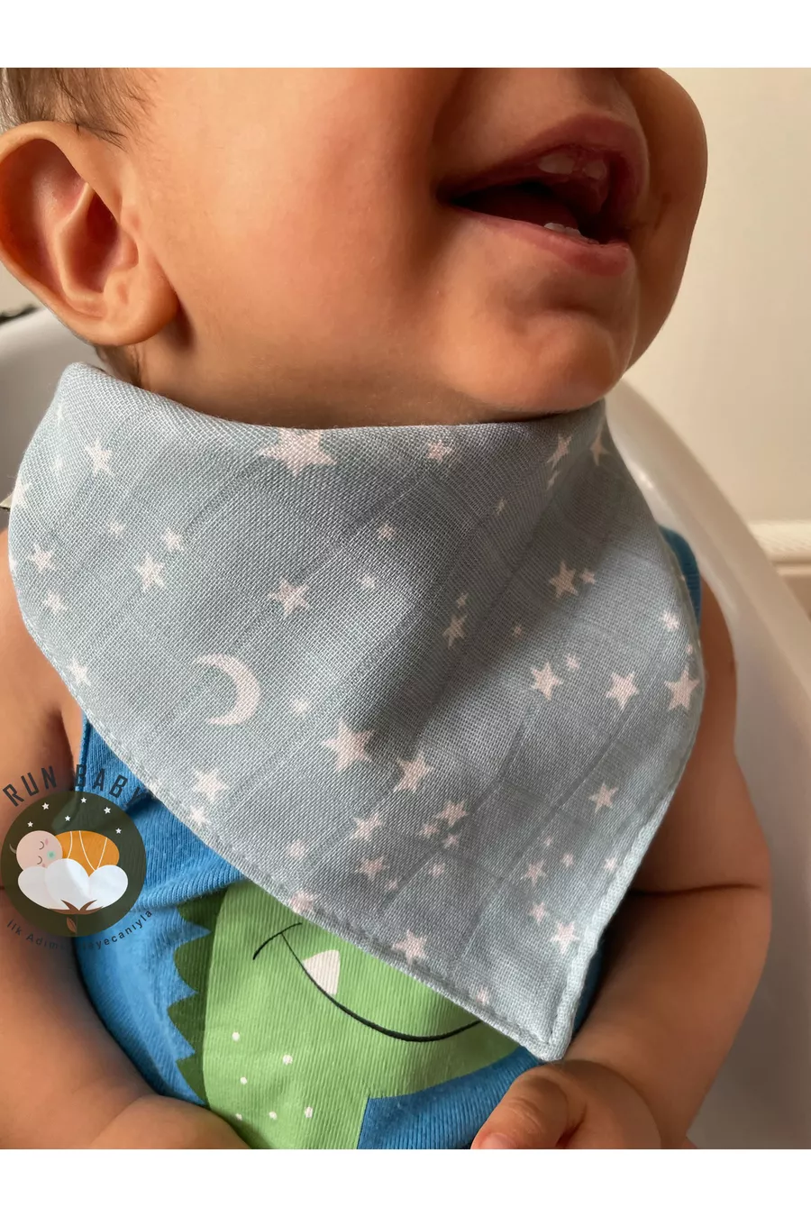 ( PIÈCES) Bavoir & Foulard pour Bébé en Tissu Mousseline avec Pressions Run Baby