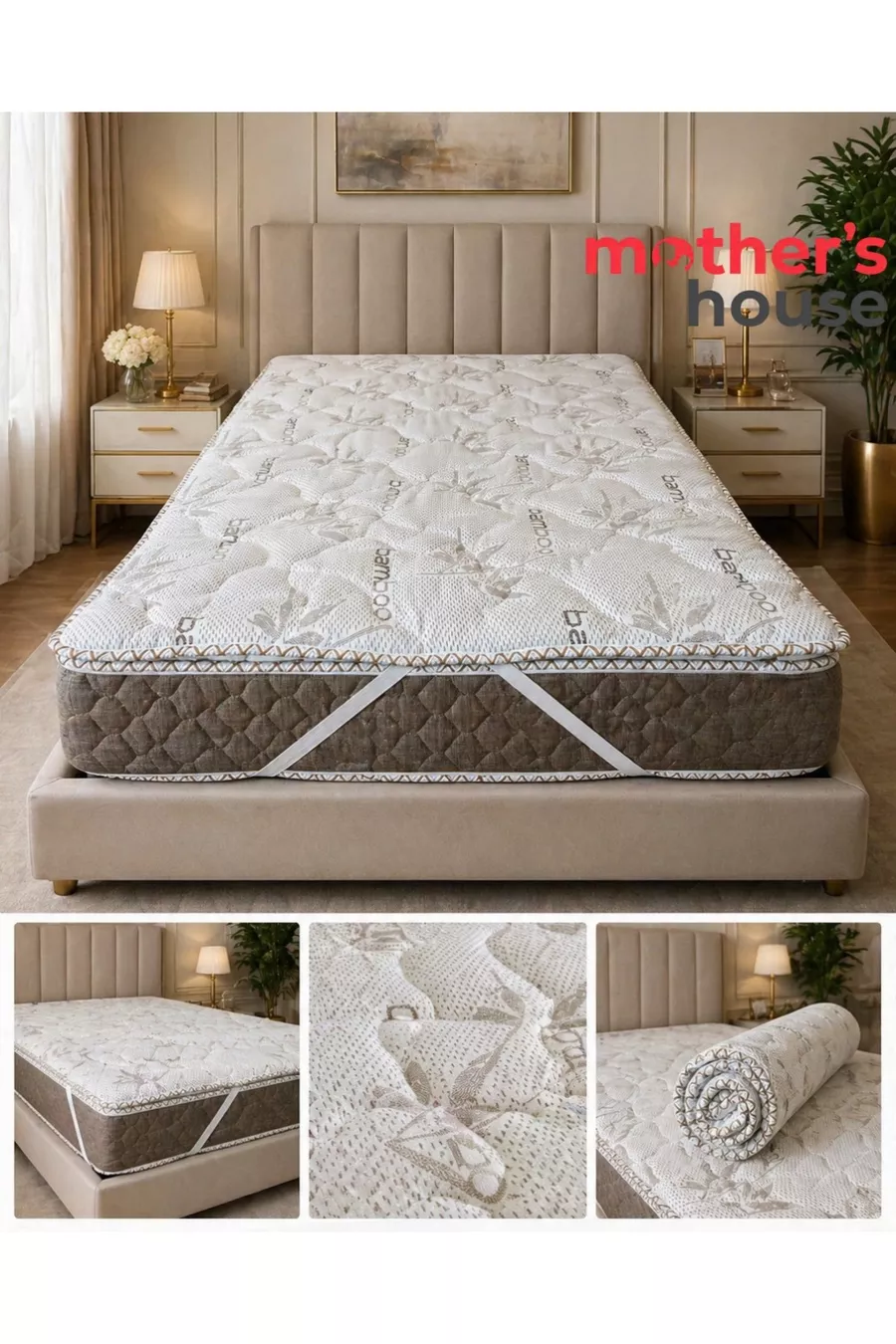 Matelas en bambou entièrement orthopédique, surmatelas de lit (PRODUIT AVEC OPTION DE TAILLE)