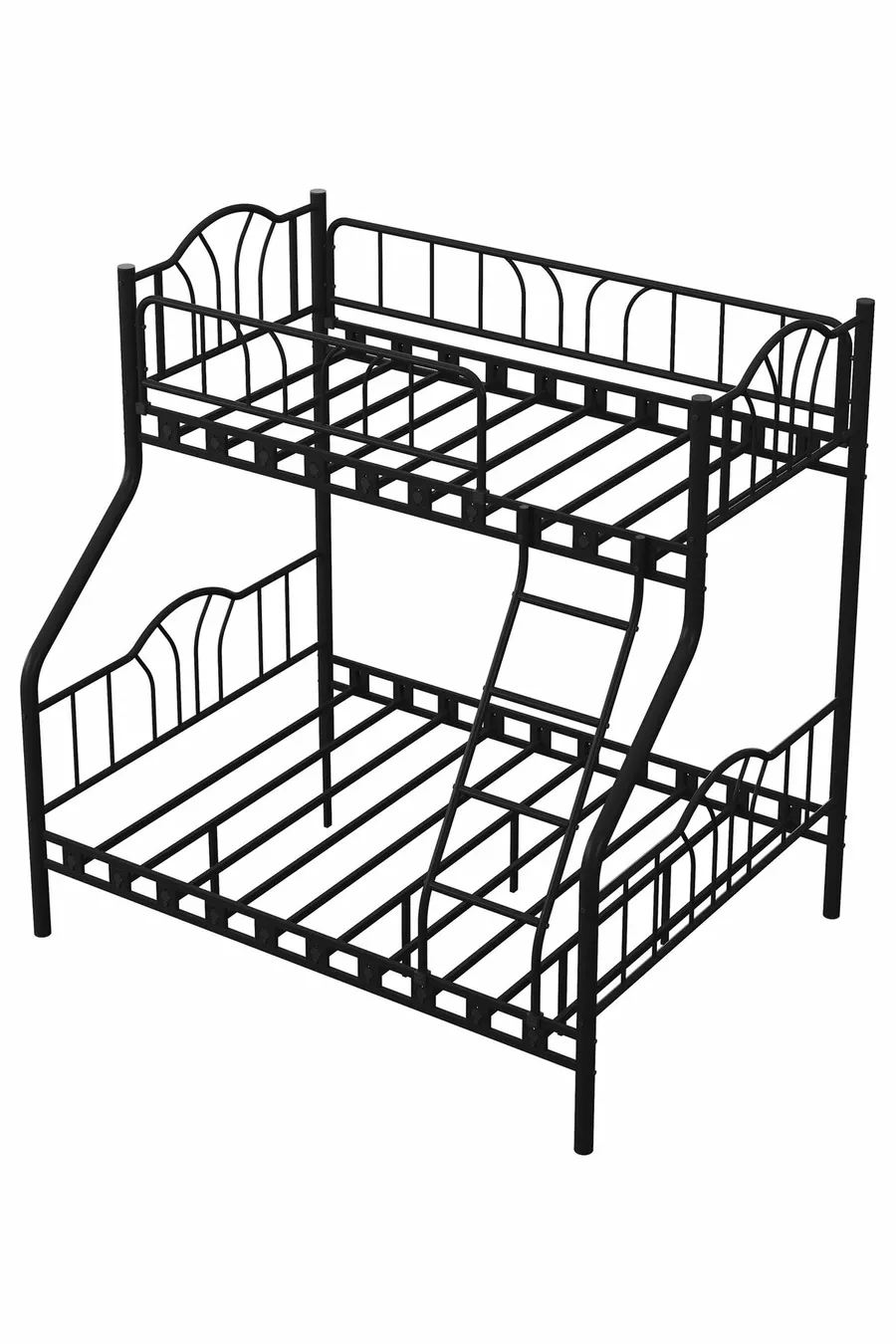 Lit superposé métallique pour 3 personnes avec 3 places pour parents  &  Noir